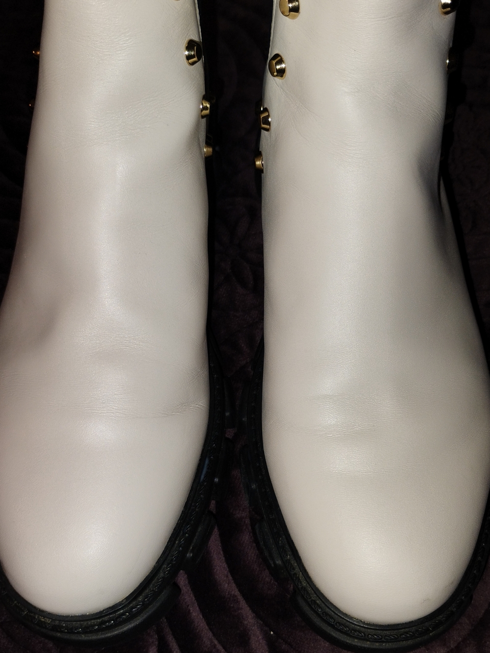 MICHAEL Michael Kors White Leather Chelsea Booties with Gold Studs - Picture 9 of 9